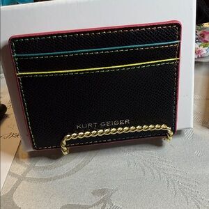 Kurt Geiger Black Card Holder with Colorful Stitching